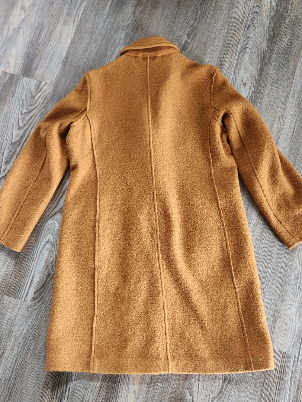 J Crew Italian Boiled Wool Musturd Yellow Coat Womens 8 Collared Single Breast - Picture 6 of 13